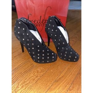 Frederick's Of Hollywood Platform Heels Stiletto Booties Studded Black Size 10